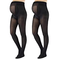 CALZITALY 2 Pares Medias Premama Opacas | Panty Para Futura Mama | 40 Den | Negro- Azul Marino | S- M- L- XL…